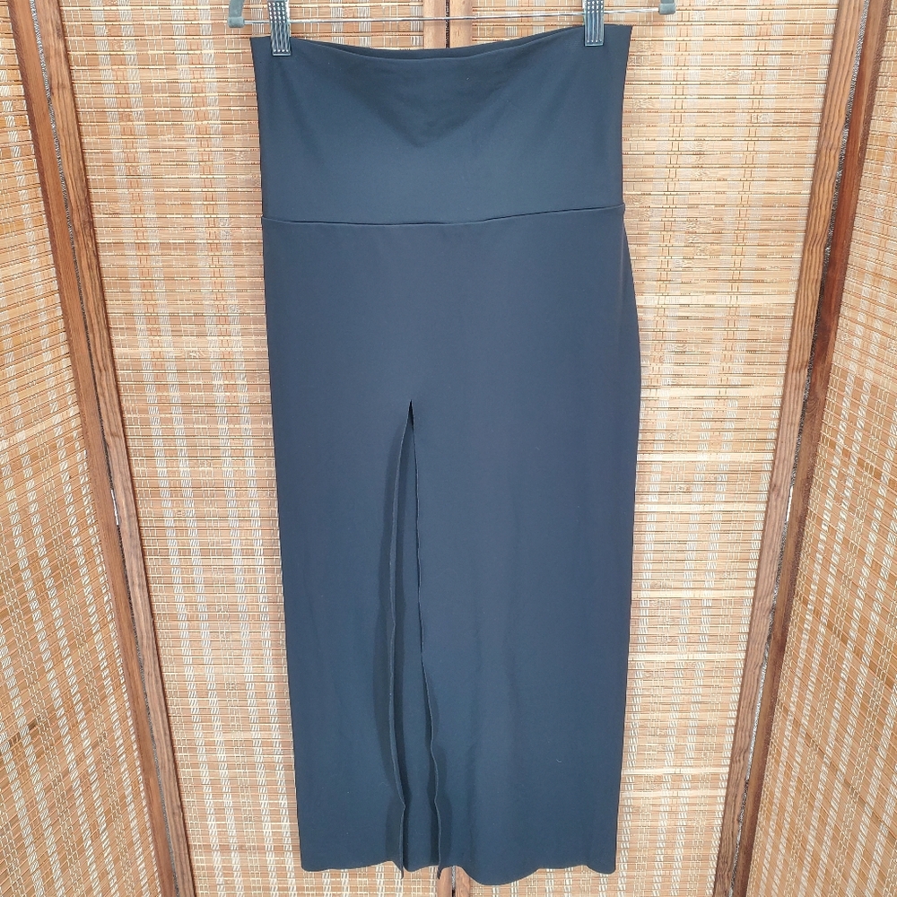 ◇ Skims Black Fold Over Waist High Slit Maxi Swim Skirt Size Medium